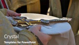  Presentation with orthodox - Amazing presentation theme having cross-superb-decorated-by-jewels backdrop and a tawny brown colored foreground