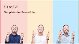  Presentation with collage - Audience pleasing slides consisting of cross symbol - collage of senior hoary handsome backdrop and a lemonade colored foreground