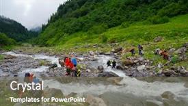  Presentation with ford - Slide deck with cross the mountain river ford background and a violet colored foreground