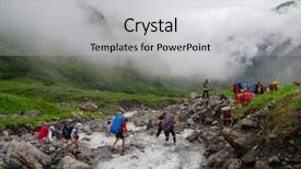  Presentation with ford - Amazing PPT theme having cross the mountain river ford backdrop and a light gray colored foreground