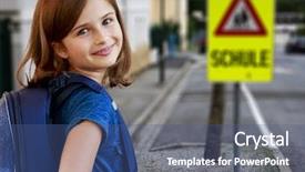  Presentation with pedestrian crossing - Amazing presentation design having cross walk - back to school - road backdrop and a ocean colored foreground