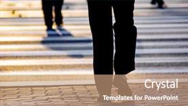  Presentation with people street - Amazing theme having cross walk - business people on the street backdrop and a coral colored foreground