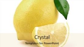  Presentation with lemon - Presentation theme featuring cross water drops - juicy lemon with leaf background and a  colored foreground
