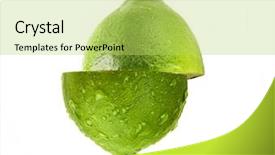 Presentation with lime green and white flower - Slides having cross water drops - lime on white background and a yellow colored foreground