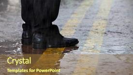  Presentation with stand - Amazing theme having cross water drops - raining day man stand backdrop and a tawny brown colored foreground