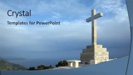  Presentation with dubrovnik - Colorful theme enhanced with cross with altar on the hill above dubrovnik croatia backdrop and a light blue colored foreground