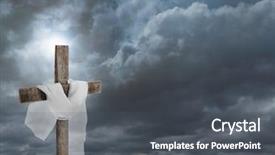  Presentation with sky holy - Presentation theme consisting of cross with cloth on sky background and a dark gray colored foreground