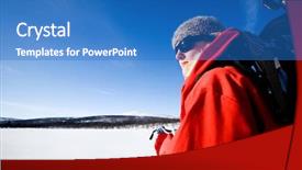  Presentation with red chinese winter festival - Slides featuring crosscountry ski - female on a winter adventure background and a  colored foreground