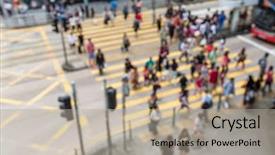  Presentation with view of hong kong - Cool new slide set with crosscultural background - blur of hong kong people backdrop and a mint green colored foreground