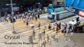  Presentation with view of hong kong - Colorful PPT layouts enhanced with crosscultural background - bokeh of hong kong people backdrop and a mint green colored foreground