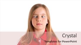  Presentation with blue eyes technology eye scan - Slide deck with crossed eyes blond kid girl background and a lemonade colored foreground