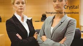  Presentation with octagon two mma fighters standing - Colorful slide deck enhanced with crossed in the court room backdrop and a gold colored foreground