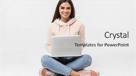  Presentation with sitting posture and computer ergonomics - Colorful slide deck enhanced with crossed isolated over white background backdrop and a white colored foreground