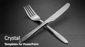  Presentation with black people trying to cross a broken bridge for peace - Audience pleasing presentation theme consisting of crossed knife and fork backdrop and a dark gray colored foreground
