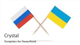 Presentation with ukraine - Beautiful theme featuring crossed mini flags russia backdrop and a white colored foreground