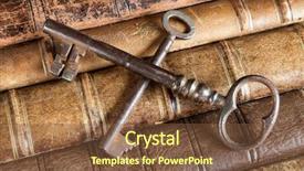  Presentation with censorship - Beautiful slide deck featuring crossed rusty keys on books backdrop and a tawny brown colored foreground