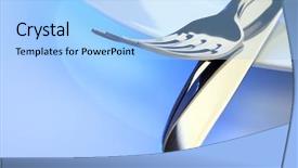  Presentation with white plate - Slides with place settings - white china plate with crossed background and a light blue colored foreground