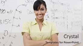  Presentation with army forces female - Beautiful presentation theme featuring crossed standing against white board backdrop and a coral colored foreground