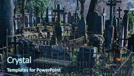  Presentation with cemetery - Colorful presentation design enhanced with crosses and graves at old backdrop and a navy blue colored foreground