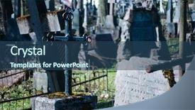  Presentation with old jewish cemetery religious - PPT theme having crosses and graves at old background and a ocean colored foreground