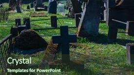  Presentation with cemetery - Cool new slide deck with crosses and graves at old backdrop and a tawny brown colored foreground