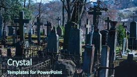  Presentation with cemetery - Beautiful PPT theme featuring crosses and graves at old backdrop and a tawny brown colored foreground
