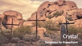  Presentation with boulder - Colorful PPT layouts enhanced with crosses in desert rocky boulder backdrop and a violet colored foreground