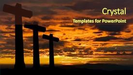  Presentation with sky - PPT theme featuring crosses silhouette against the sky background and a tawny brown colored foreground
