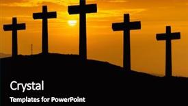 Presentation with holy spirit christian cross silhouette - Amazing slide deck having crosses silhouette in the top backdrop and a  colored foreground