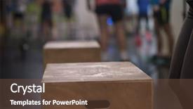  Presentation with gym - Colorful presentation theme enhanced with crossfit - fit young african american woman backdrop and a tawny brown colored foreground