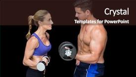  Presentation with crossfit - Amazing presentation having crossfit couple posing with dumbbells on black background backdrop and a wine colored foreground