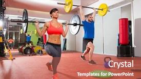  Presentation with group fitness - Slide deck enhanced with crossfit fitness gym weight lifting background and a coral colored foreground