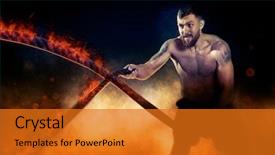  Presentation with battle - Presentation theme featuring crossfit training man working background and a gold colored foreground