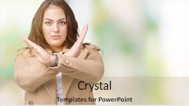  Presentation with plus size fashion model - Beautiful theme featuring crossing arms doing negative sign backdrop and a  colored foreground