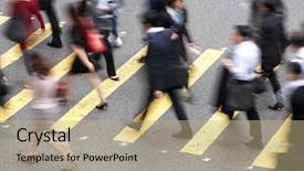  Presentation with busy street - Presentation theme consisting of crossing busy hong kong street background and a coral colored foreground
