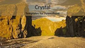  Presentation with volcanic rocks - PPT theme having crossing creek - midnight setting sun lites beautifully background and a gold colored foreground