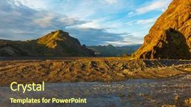  Presentation with volcanic rocks - Cool new PPT theme with crossing creek - midnight setting sun lits beautifully backdrop and a  colored foreground