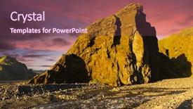 Presentation with volcanic rocks - Colorful presentation theme enhanced with crossing creek - midnight setting sun shines backdrop and a violet colored foreground