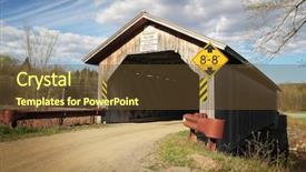  Presentation with united states old flag - Amazing slide set having crossing creek - old wooden covered bridge backdrop and a tawny brown colored foreground