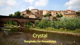  Presentation with rustic bridge pebbles purple butterflies - Audience pleasing PPT theme consisting of crossing creek - stone bridge leading backdrop and a  colored foreground