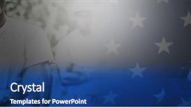  Presentation with american flag - Presentation theme consisting of crossing guard - american flag on a wooden background and a ocean colored foreground