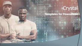  Presentation with military - PPT theme consisting of crossing guard - dark room against portrait background and a gray colored foreground