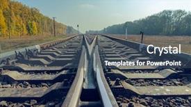  Presentation with railroad - PPT layouts enhanced with crossing of two railroad background and a ocean colored foreground