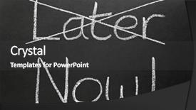  Presentation with later - Colorful theme enhanced with crossing out later and writing backdrop and a  colored foreground