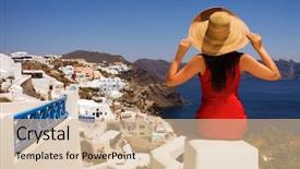  Presentation with atlas greek - Slides enhanced with crossing red sea - beautiful young greek woman background and a soft green colored foreground