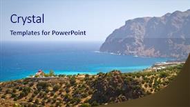  Presentation with olive trees - PPT theme featuring crossing red sea - coast of crete with olive background and a sky blue colored foreground