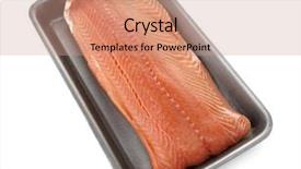  Presentation with sea plastic - PPT theme having crossing red sea - raw salmon fillet background and a coral colored foreground