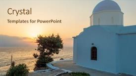  Presentation with greek islands - Colorful PPT layouts enhanced with crossing red sea - typical church in the greek backdrop and a  colored foreground