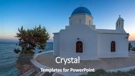  Presentation with greek islands - PPT theme with crossing red sea - typical church in the greek background and a gray colored foreground