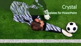  Presentation with goal ball - Beautiful PPT layouts featuring crossing the goal line backdrop and a forest green colored foreground